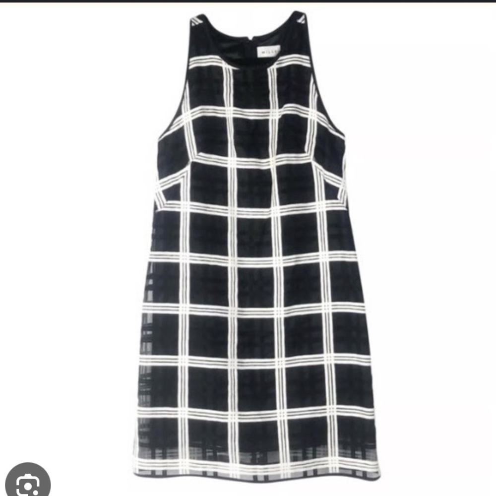 Milly Black and White Plaid Mini Dress